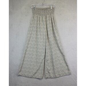 Sienna Sky Pants Womens L Ultra Wide Leg Elastic High Waist Spotted Smocked Boho